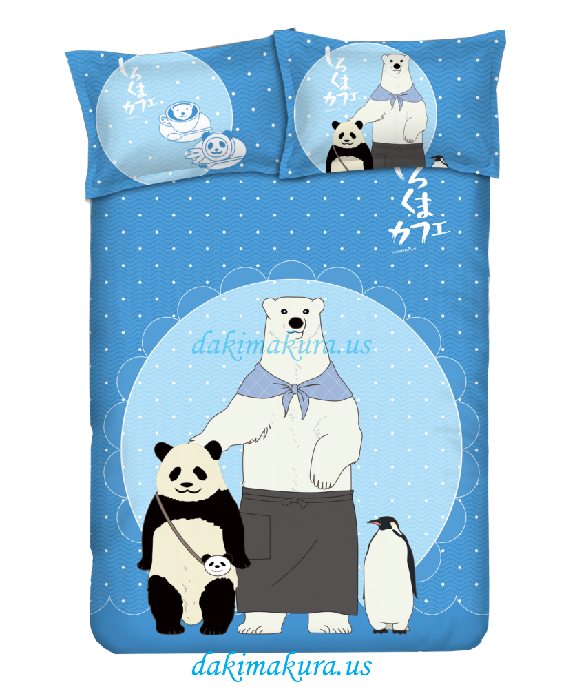 Panda - Shirokuma Cafeblue Anime Bed Blanket Duvet Cover with Pillow Covers